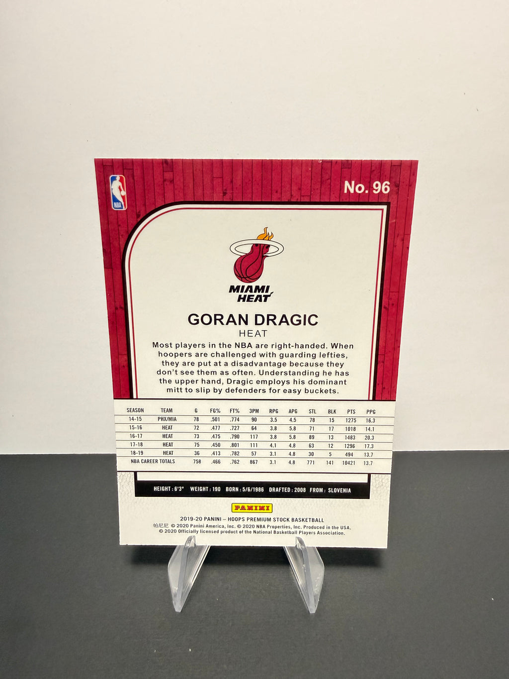 2019-20 Hoops Goran Dragic — Miami Heat — back