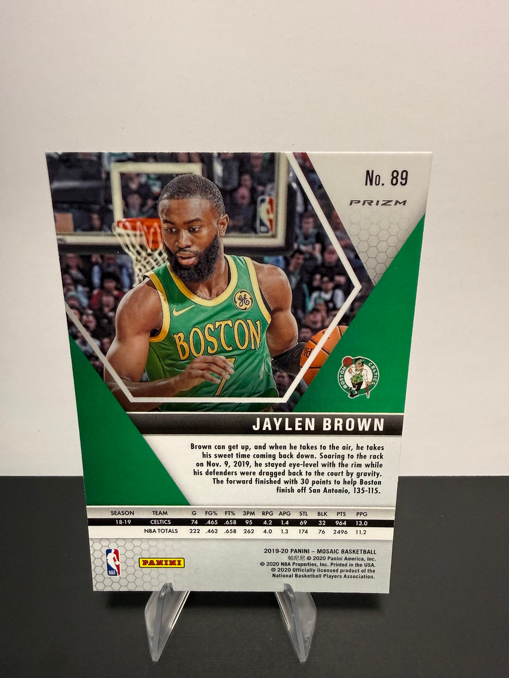 2019-20 Mosaic Jaylen Brown — Boston Celtics — back