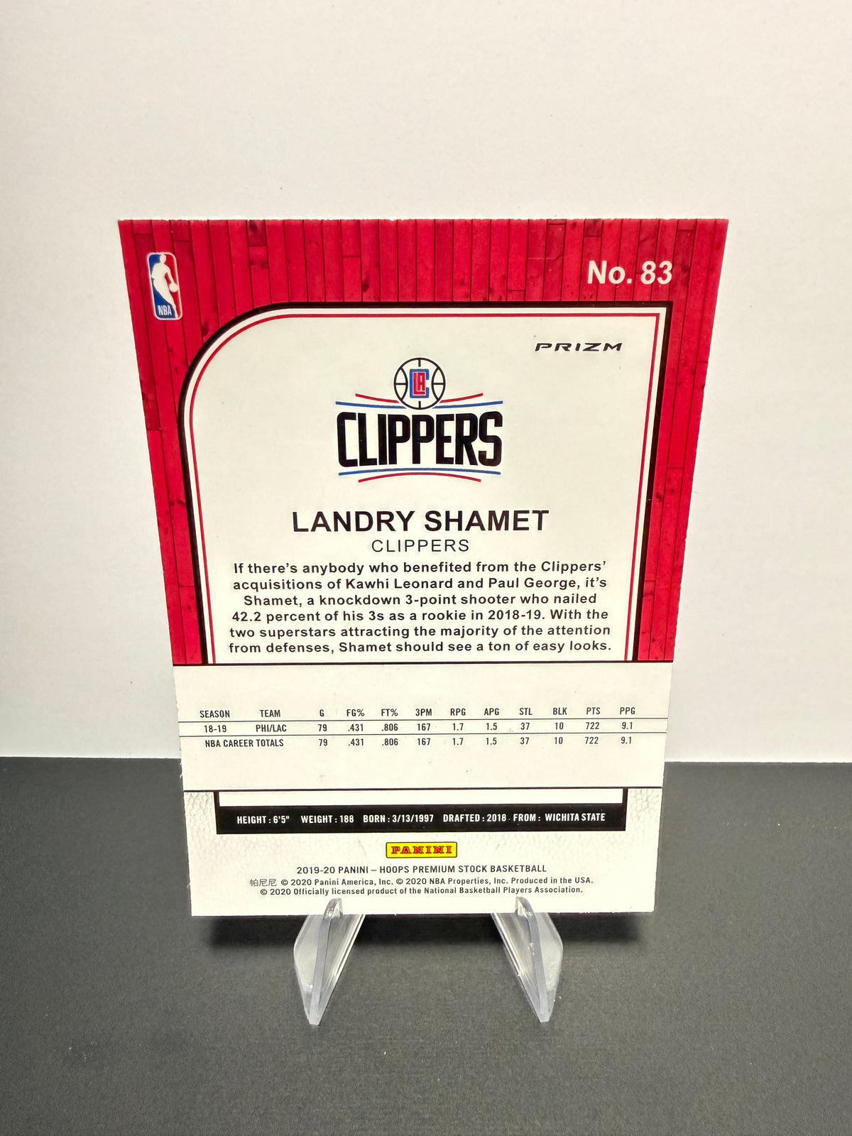 2019-20 Hoops Landry Shamet — Los Angeles Clippers — back