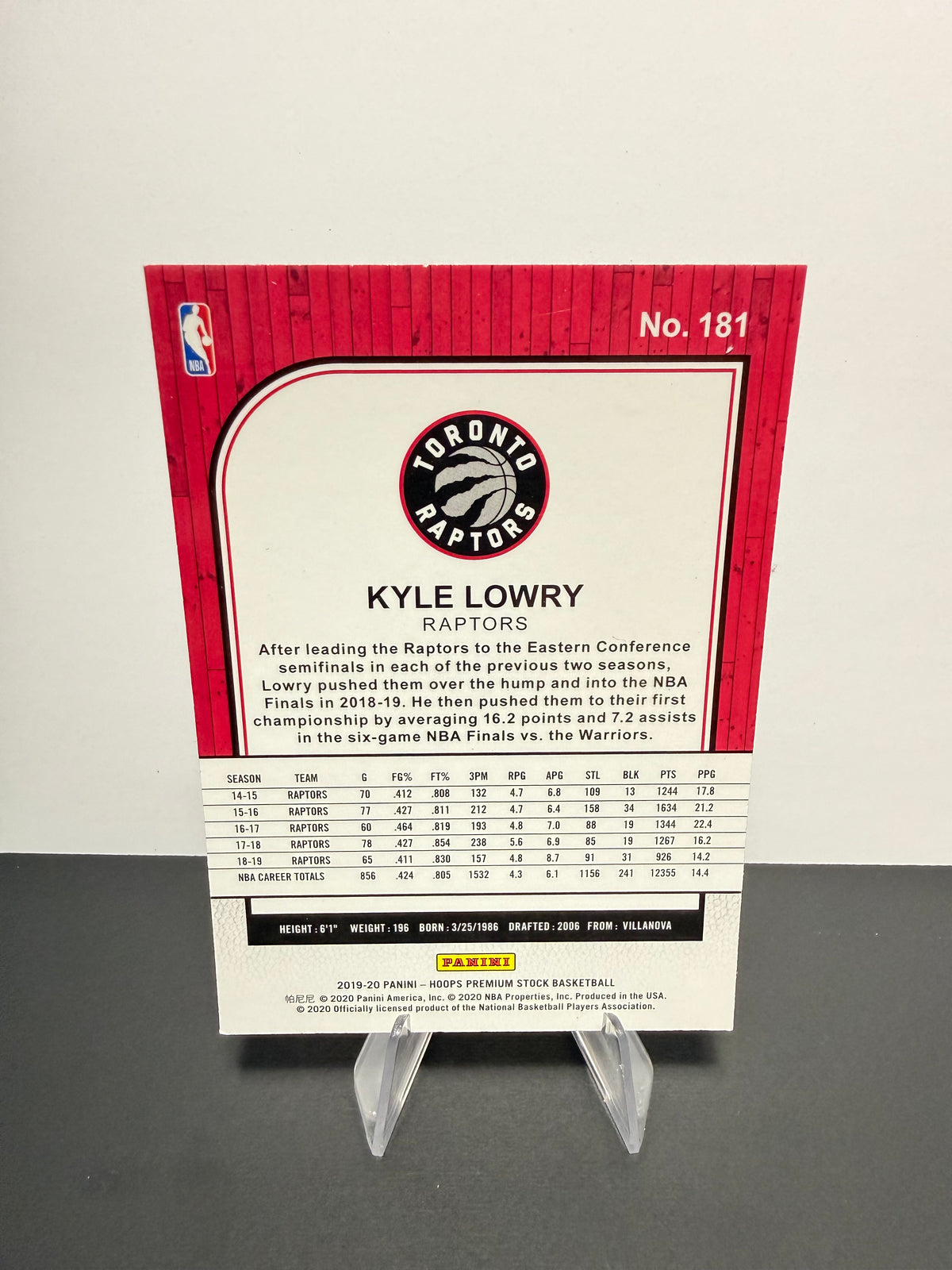 2019-20 Hoops Kyle Lowry — Toronto Raptors — back