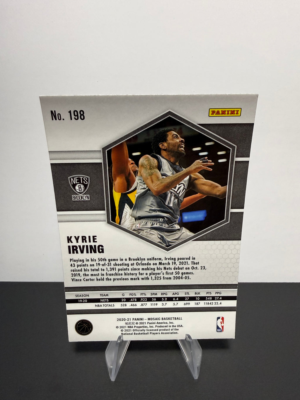 2020-21 Mosaic Kyrie Irving — Brooklyn Nets — back