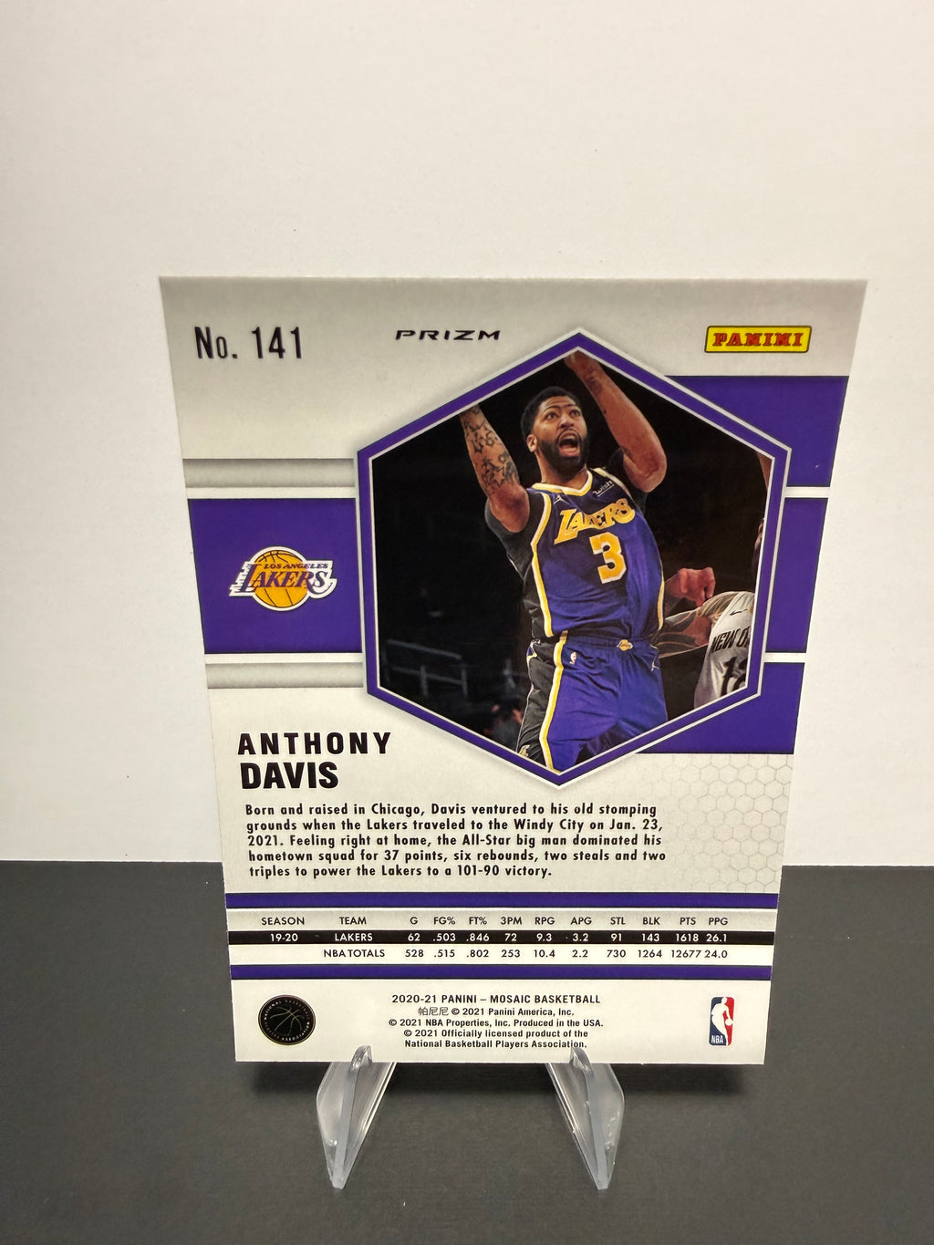 2020-21 Mosaic Anthony Davis — Los Angeles Lakers — back