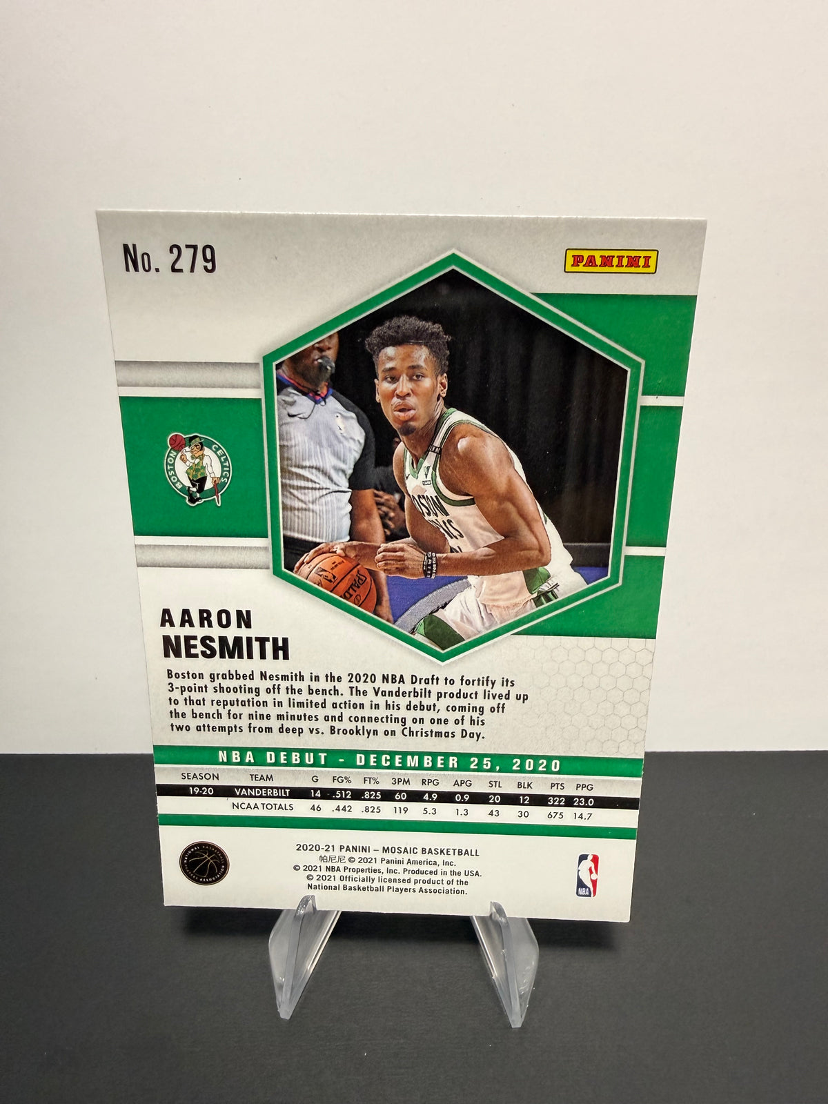 2020-21 Mosaic Aaron Nesmith — Boston Celtics — back