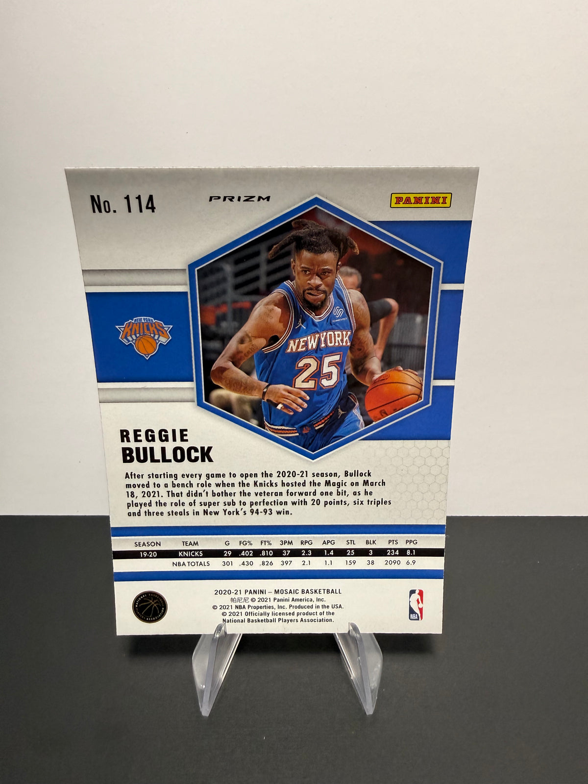 2020-21 Mosaic Reggie Bullock — New York Knicks — back