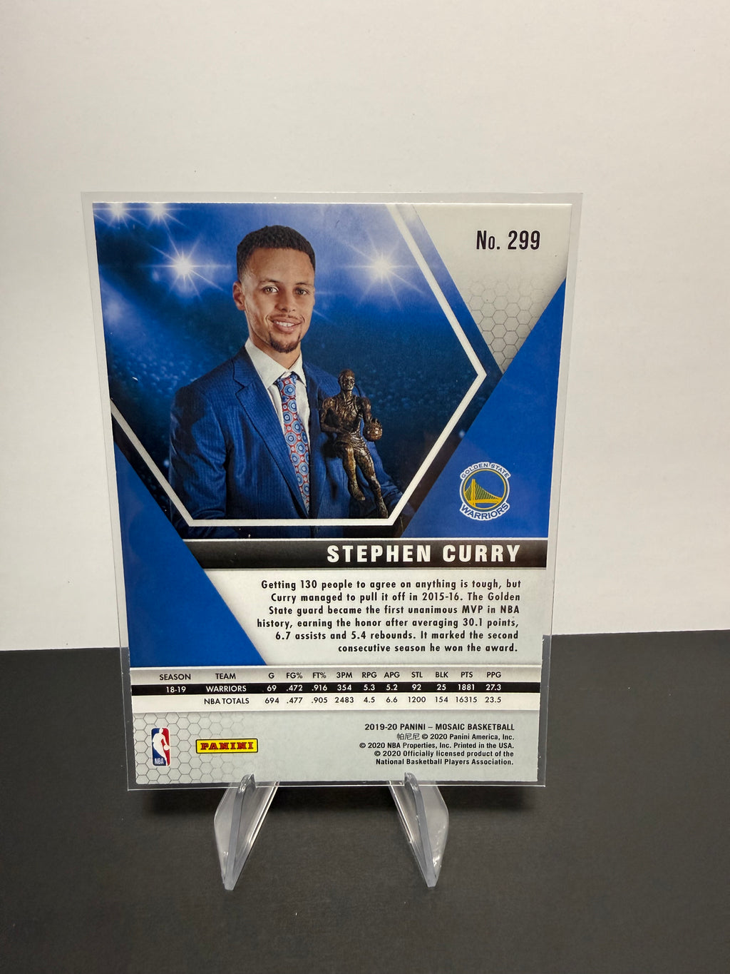 2019-20 Mosaic Stephen Curry — Golden State Warriors — back