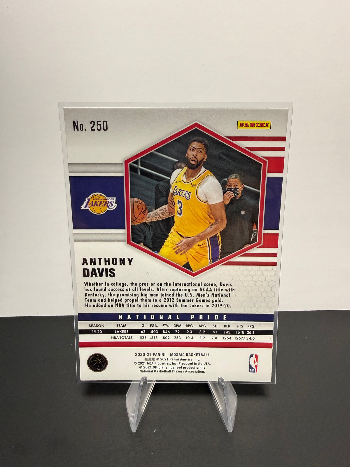 2020-21 Mosaic Anthony Davis — Los Angeles Lakers — back