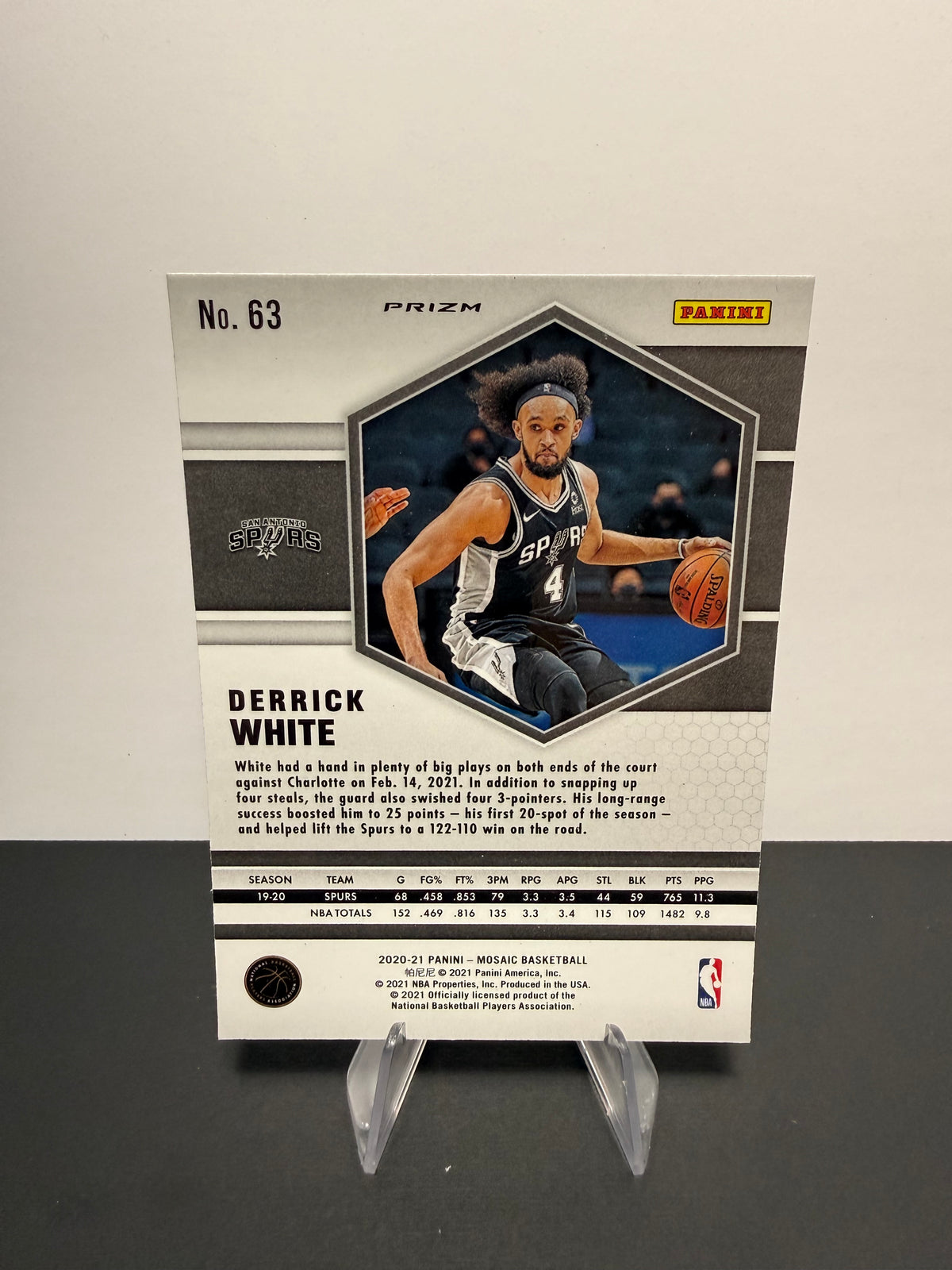 2020-21 Mosaic Derrick White — San Antonio Spurs — back