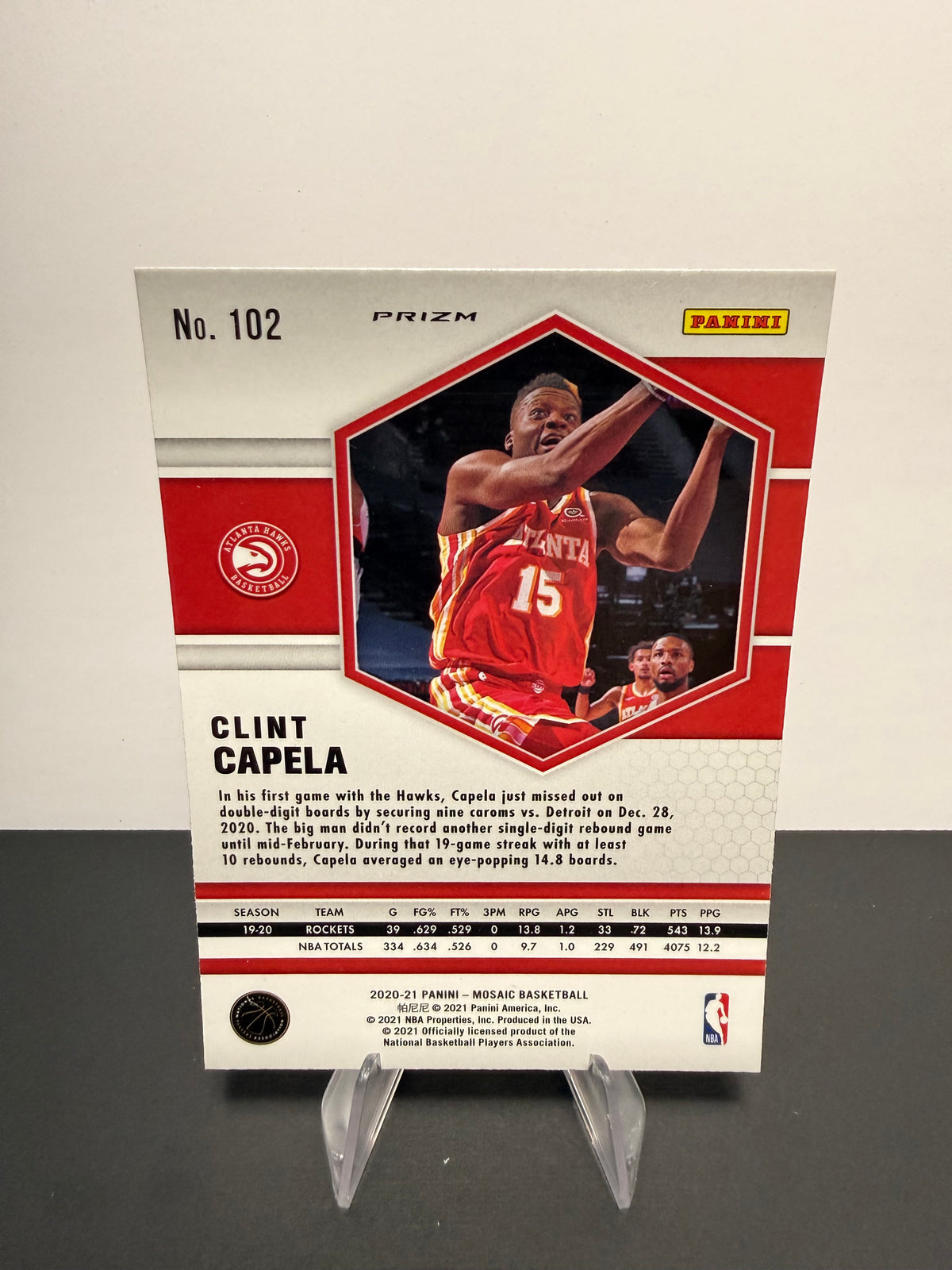 2020-21 Mosaic Clint Capela — Atlanta Hawks — back