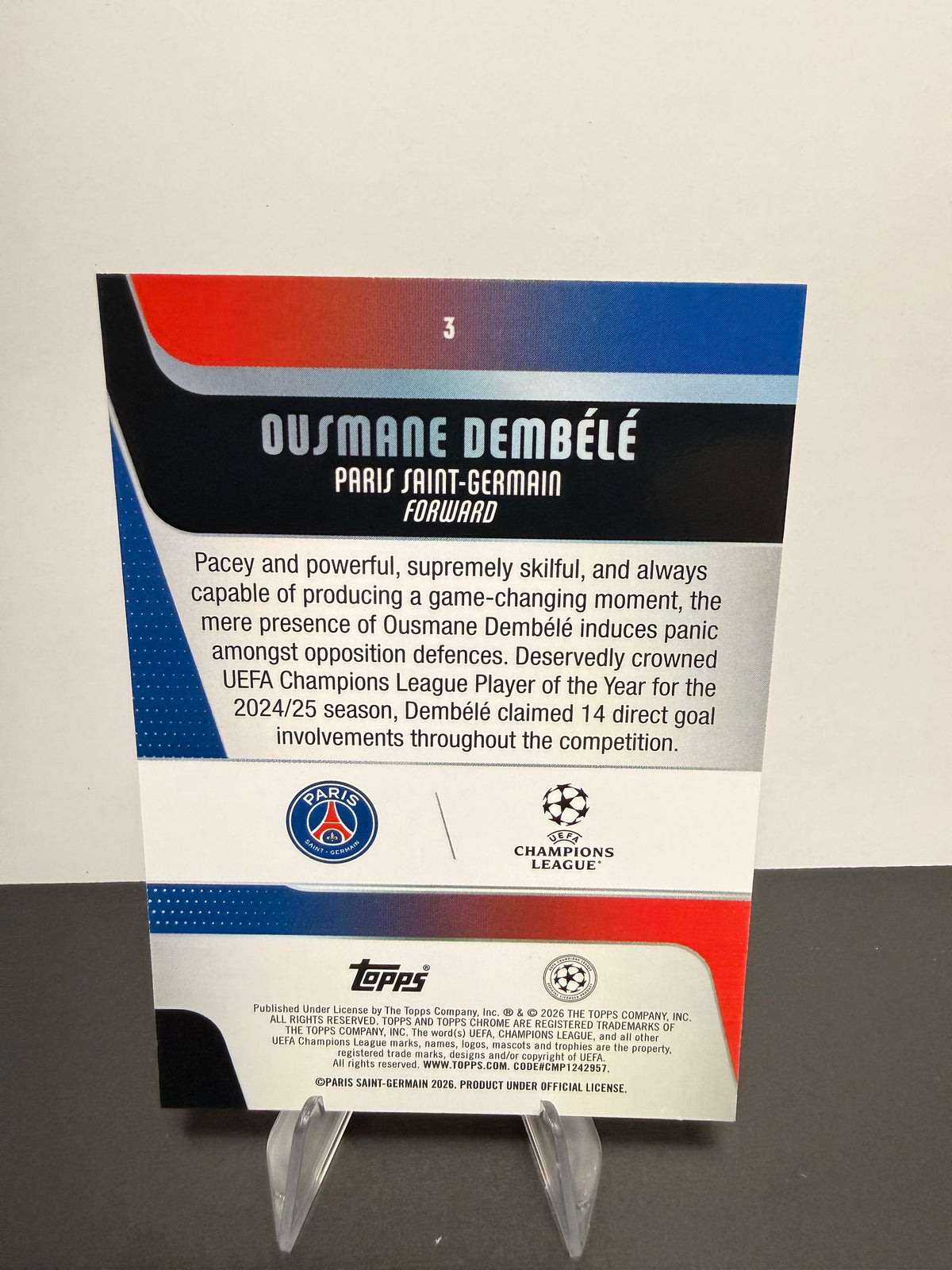 Topps Ousmane Dembélé — Paris Saint-Germain — back