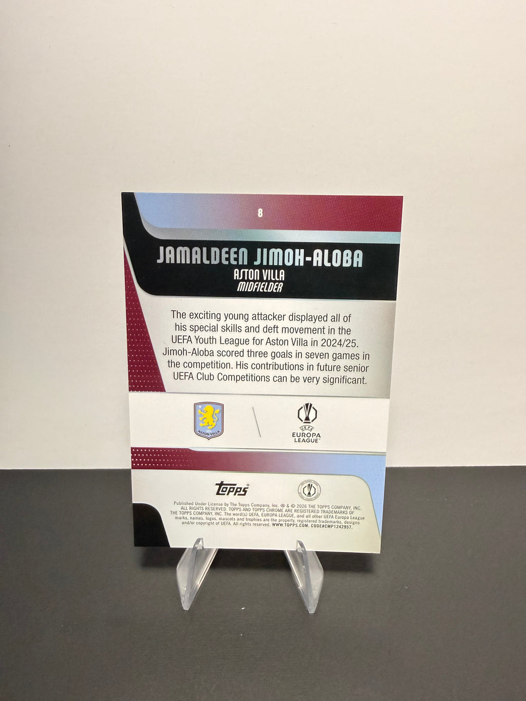 Topps Jamaldeen Jimoh-Aloba — Aston Villa — back
