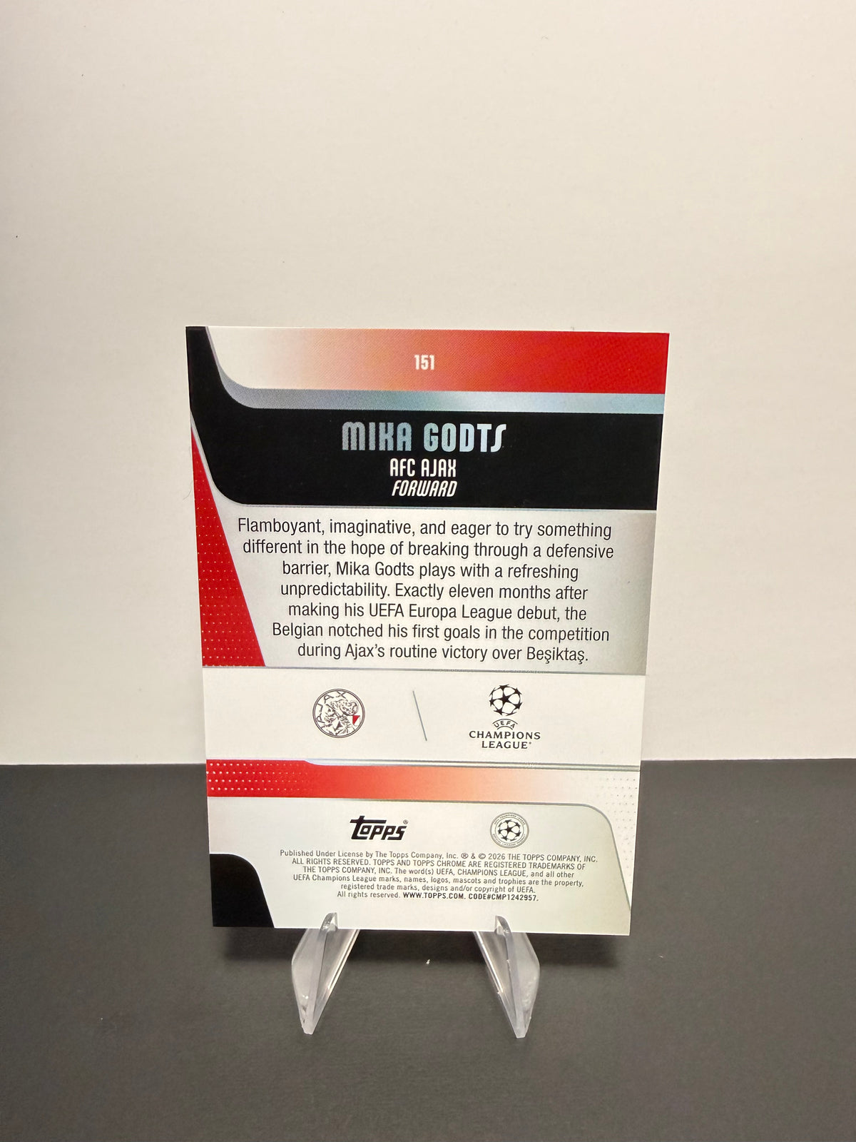 Topps Mika Godts — AFC Ajax — back