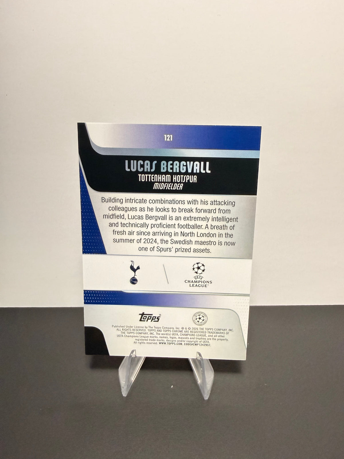 Topps Lucas Bergvall — Tottenham Hotspur — back