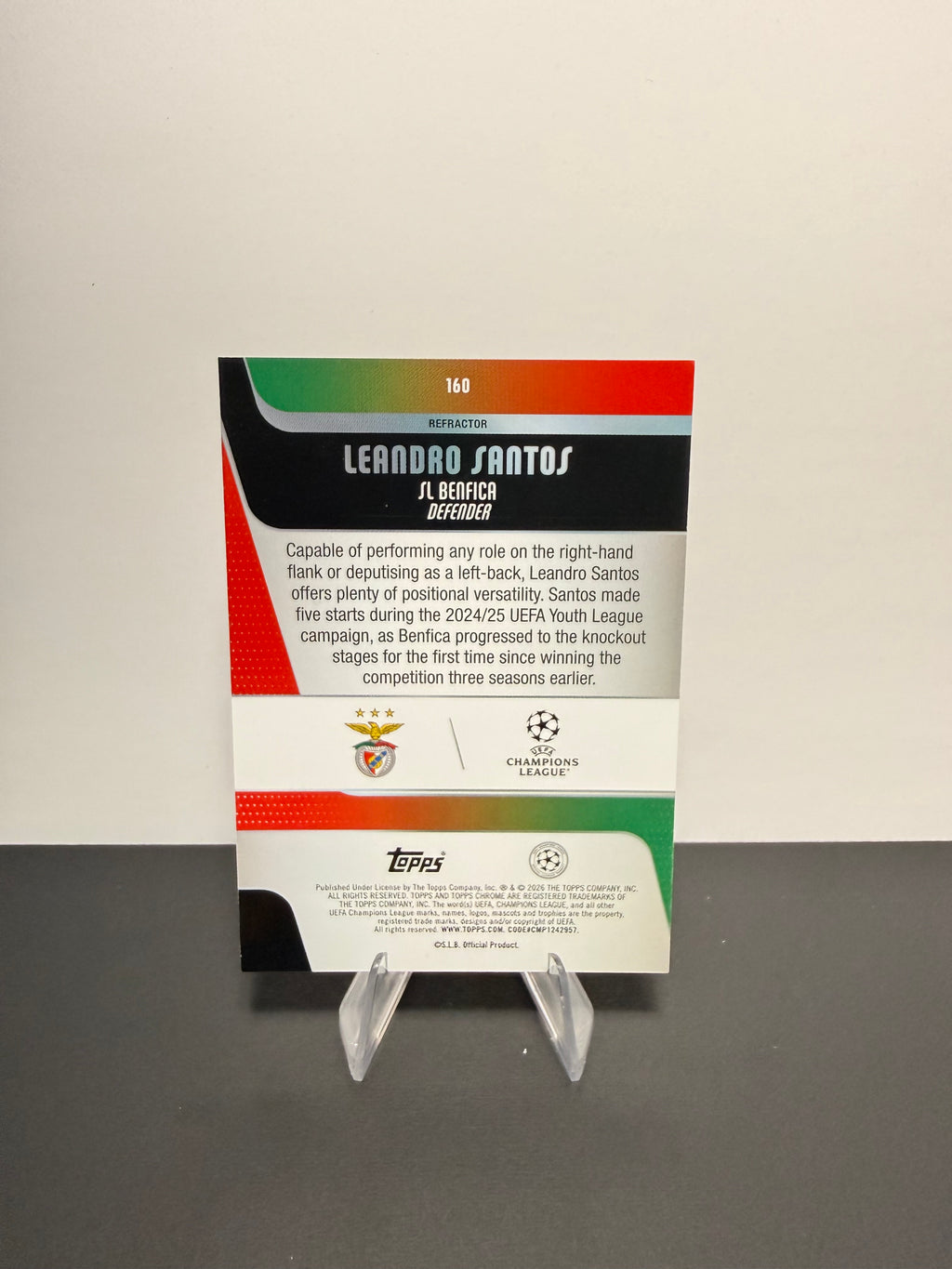 Topps Leandro Santos — SL Benfica — back