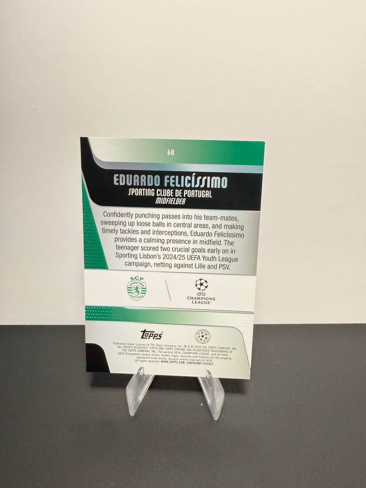 Topps Eduardo Felicíssimo — Sporting CP — back