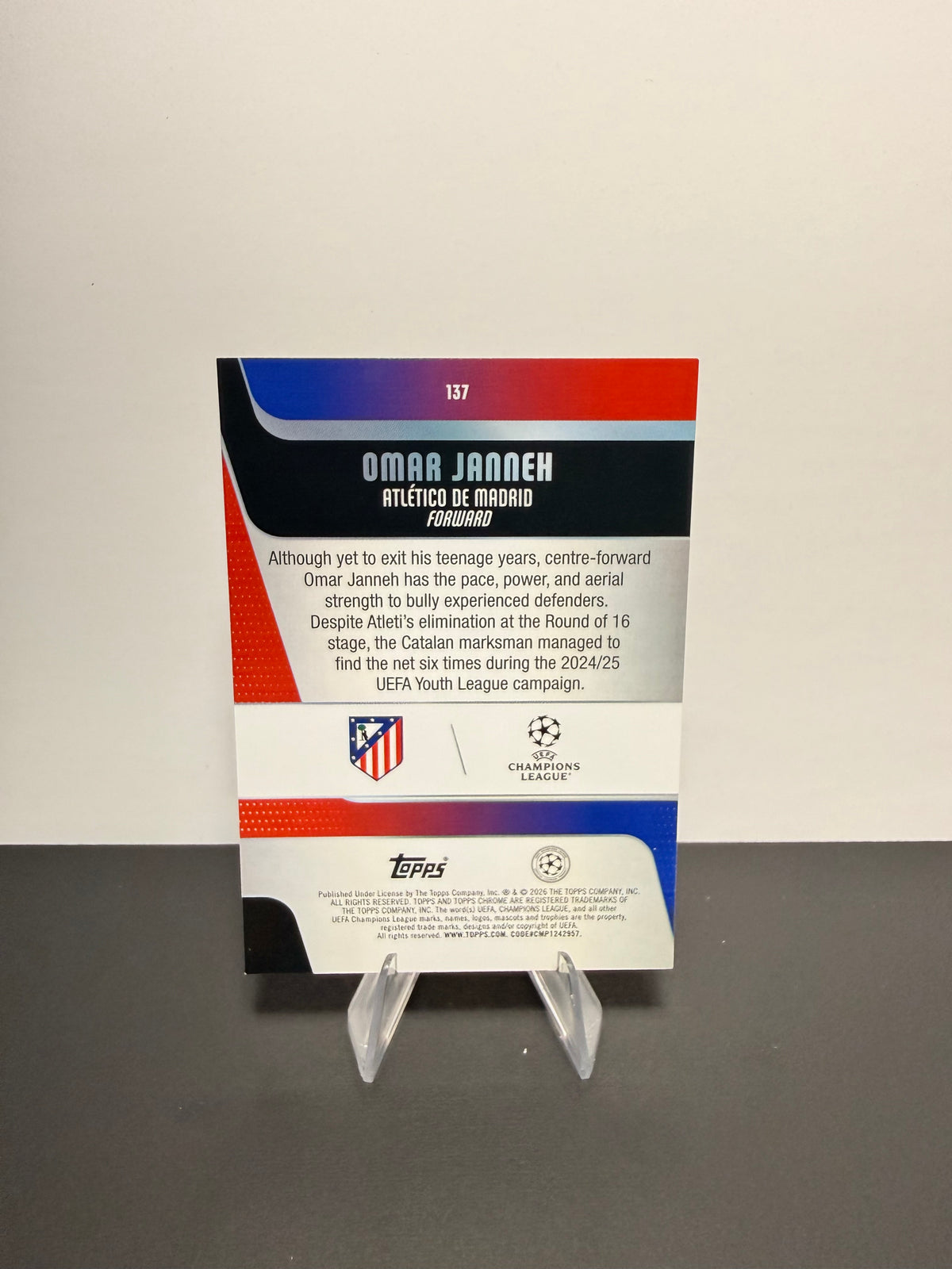Topps Omar Janneh — Atlético Madrid — back