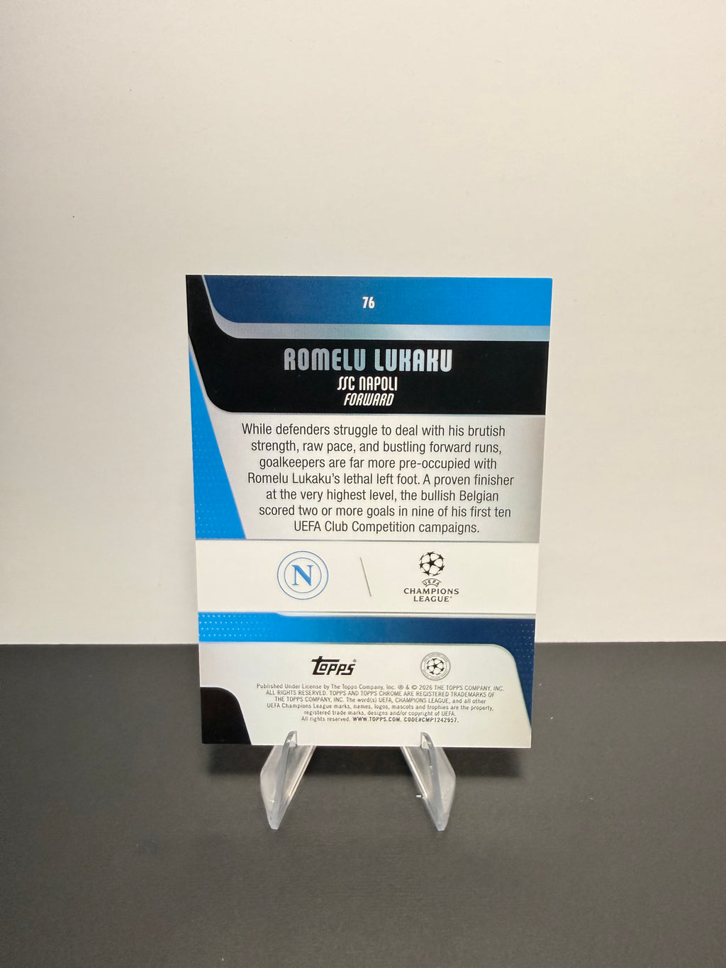 Topps Romelu Lukaku — SSC Napoli — back