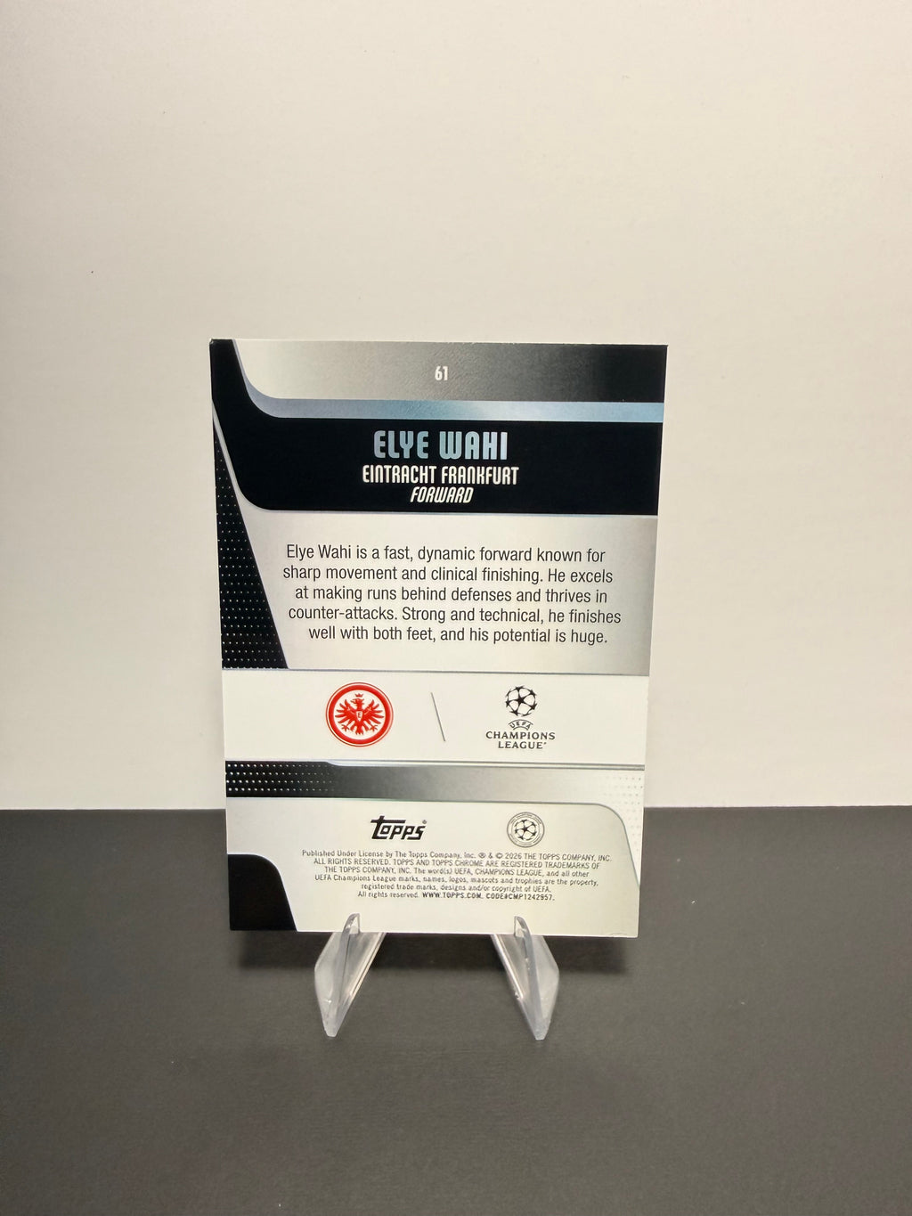 Topps Elye Wahi — Eintracht Frankfurt — back