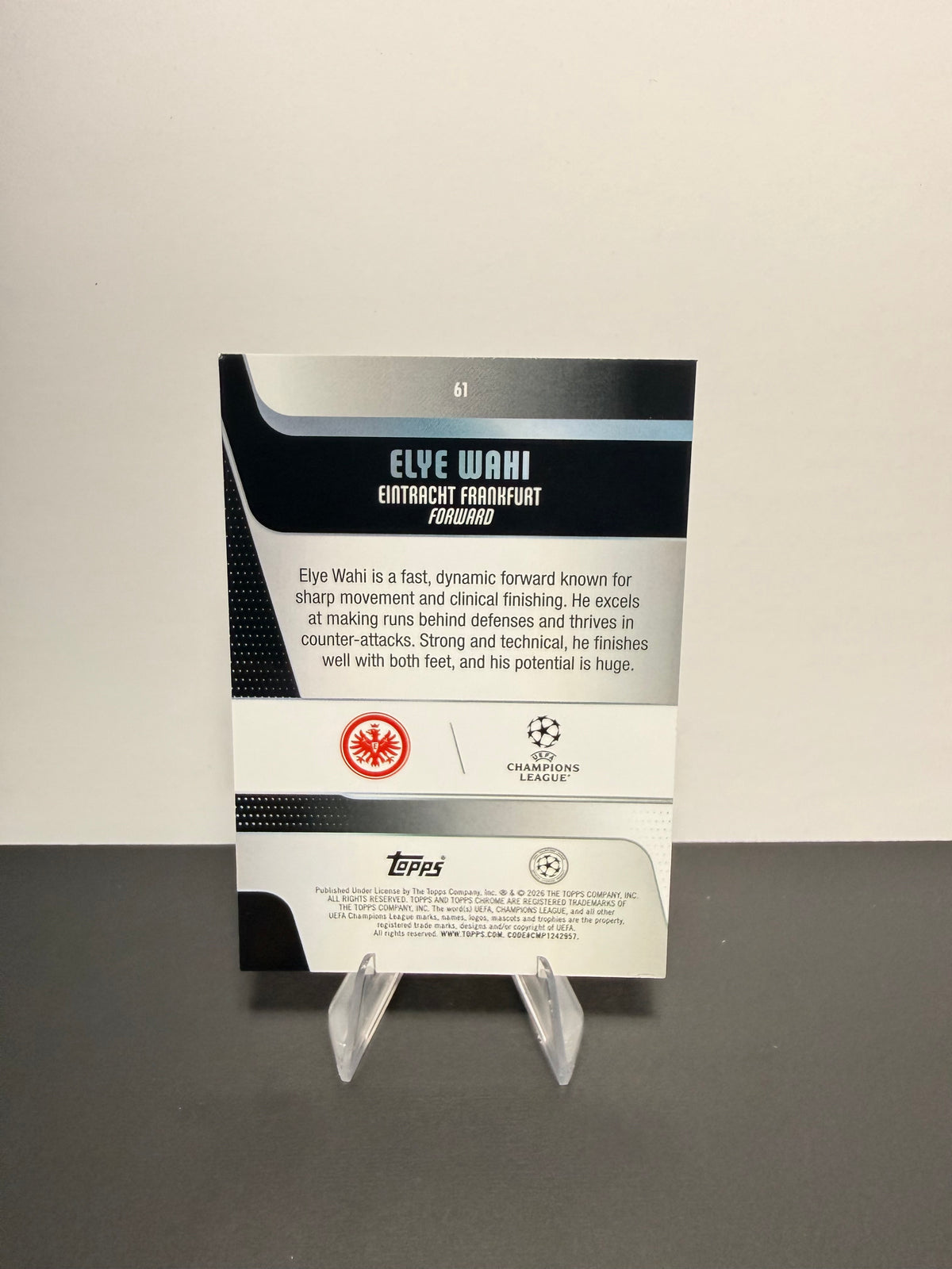 Topps Elye Wahi — Eintracht Frankfurt — back
