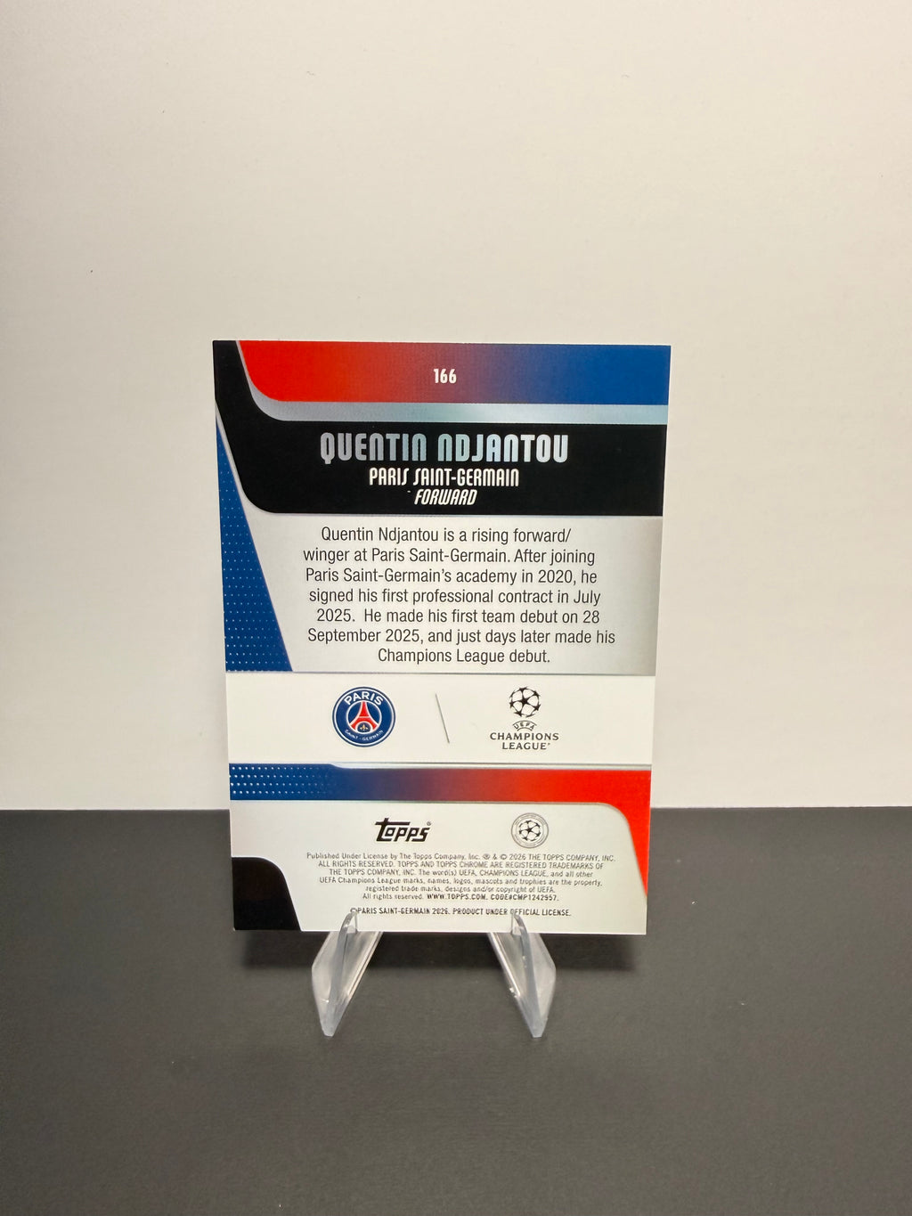 Topps Quentin Adjantou — Paris Saint-Germain — back