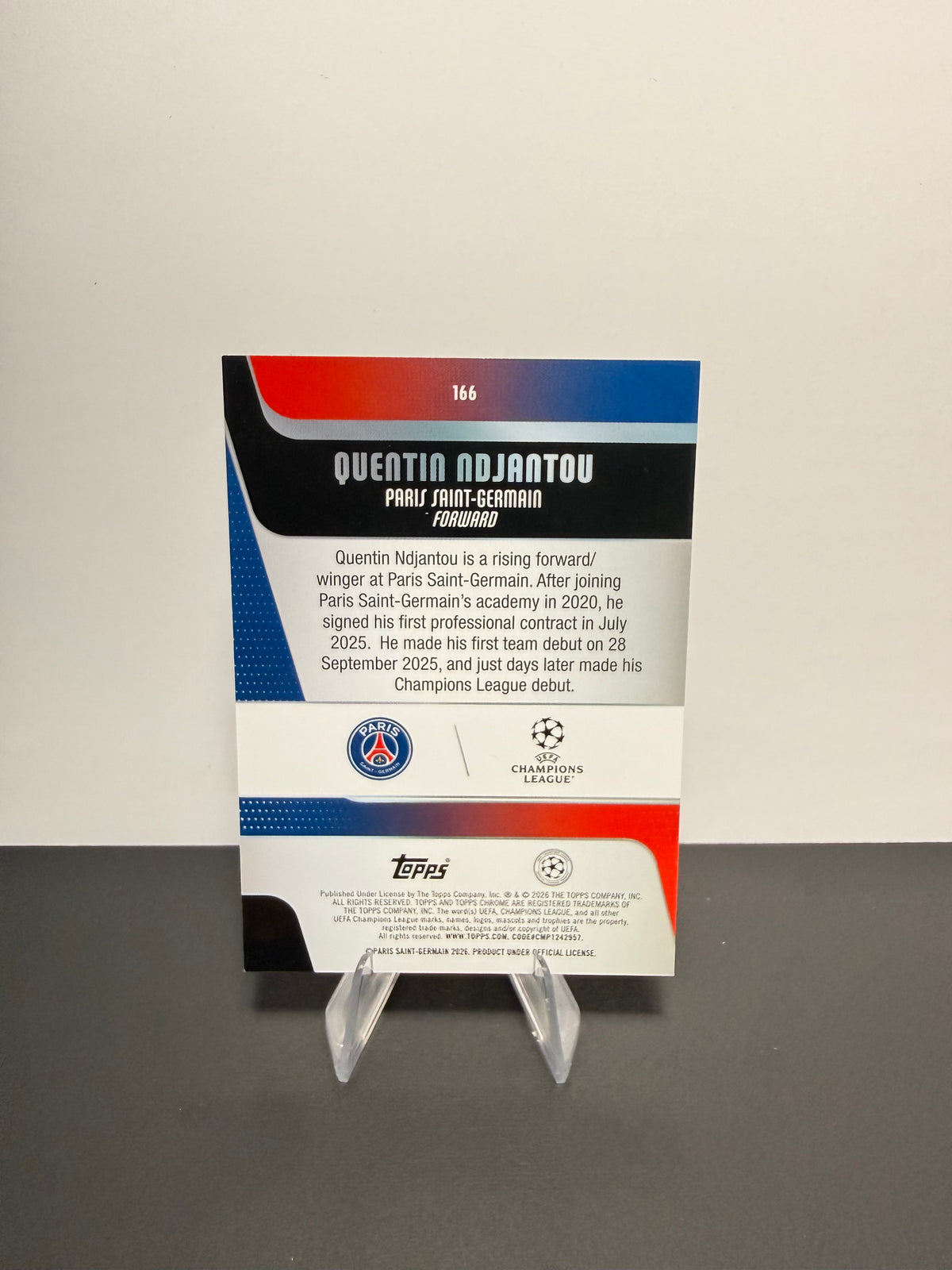 Topps Quentin Adjantou — Paris Saint-Germain — back