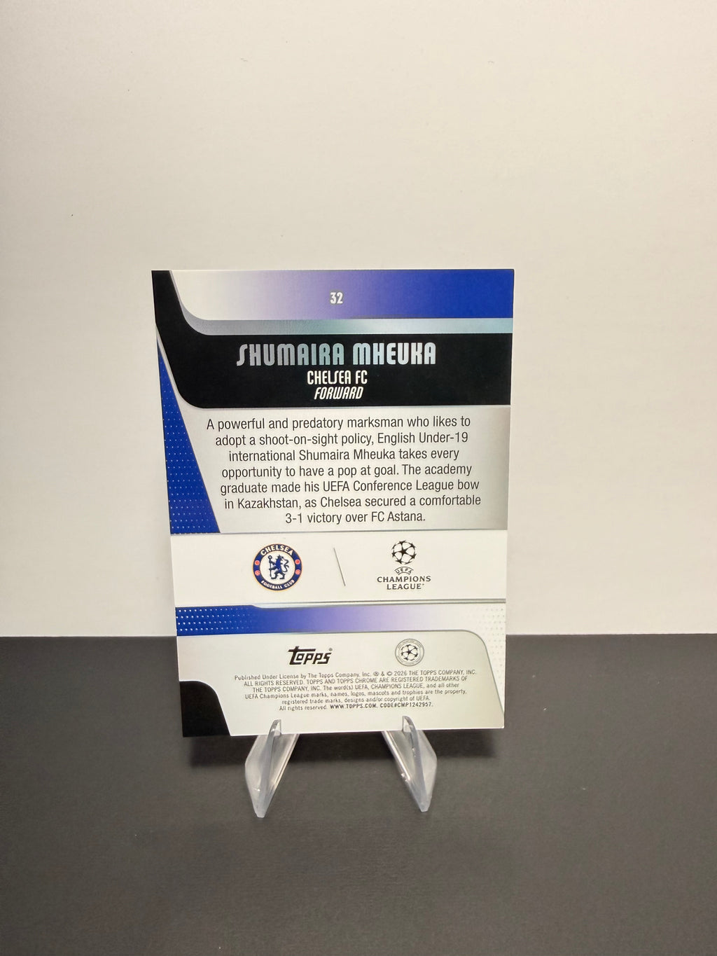 Topps Shumaira Mheuka — Chelsea FC — back