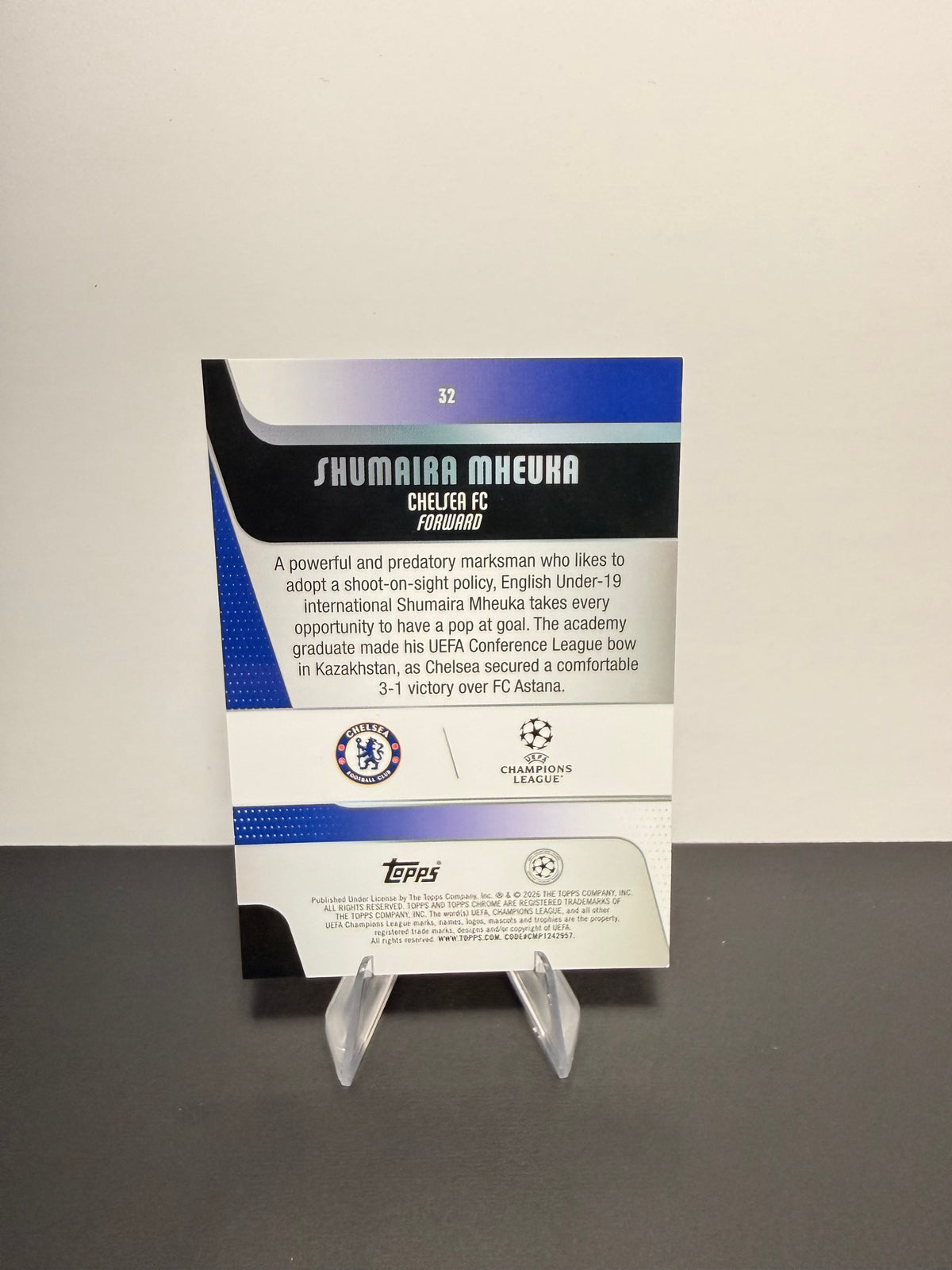 Topps Shumaira Mheuka — Chelsea FC — back
