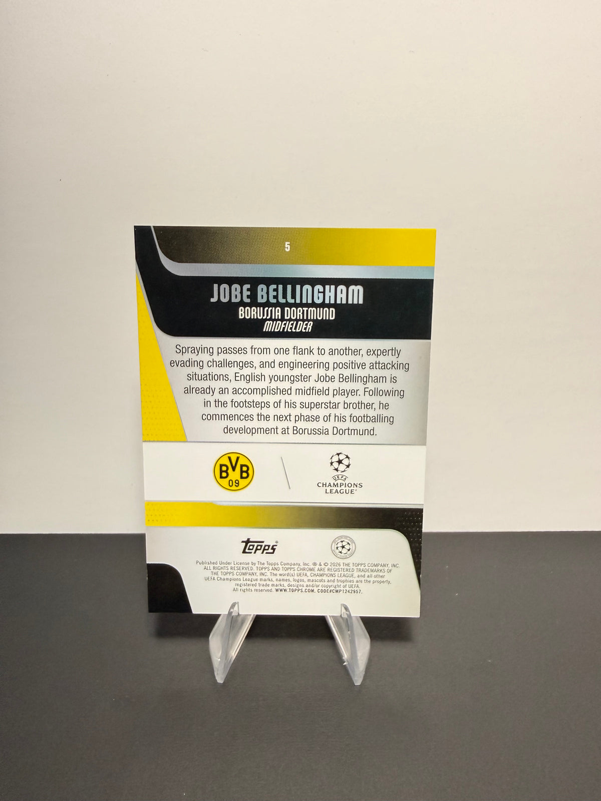 Topps Jobe Bellingham — Borussia Dortmund — back
