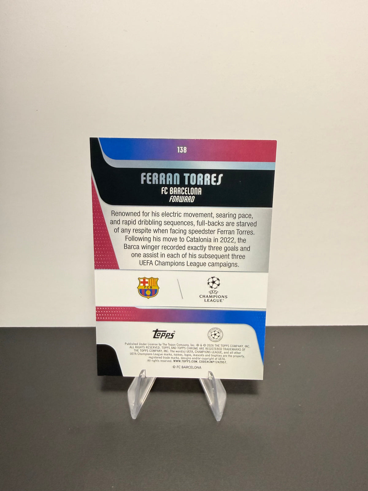 Topps Ferran Torres — FC Barcelona — back