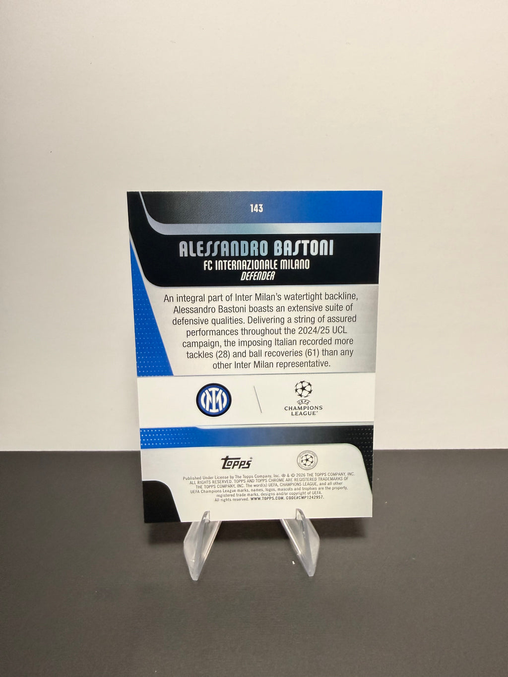 Topps Alessandro Bastoni — FC Internazionale Milano — back