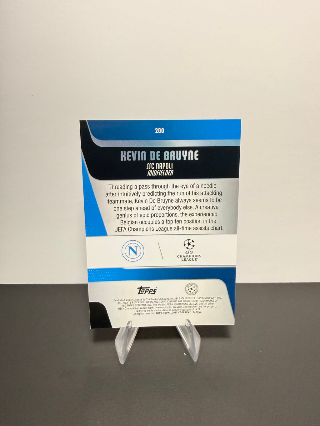 Topps Chrome Kevin De Bruyne — SSC Napoli — back