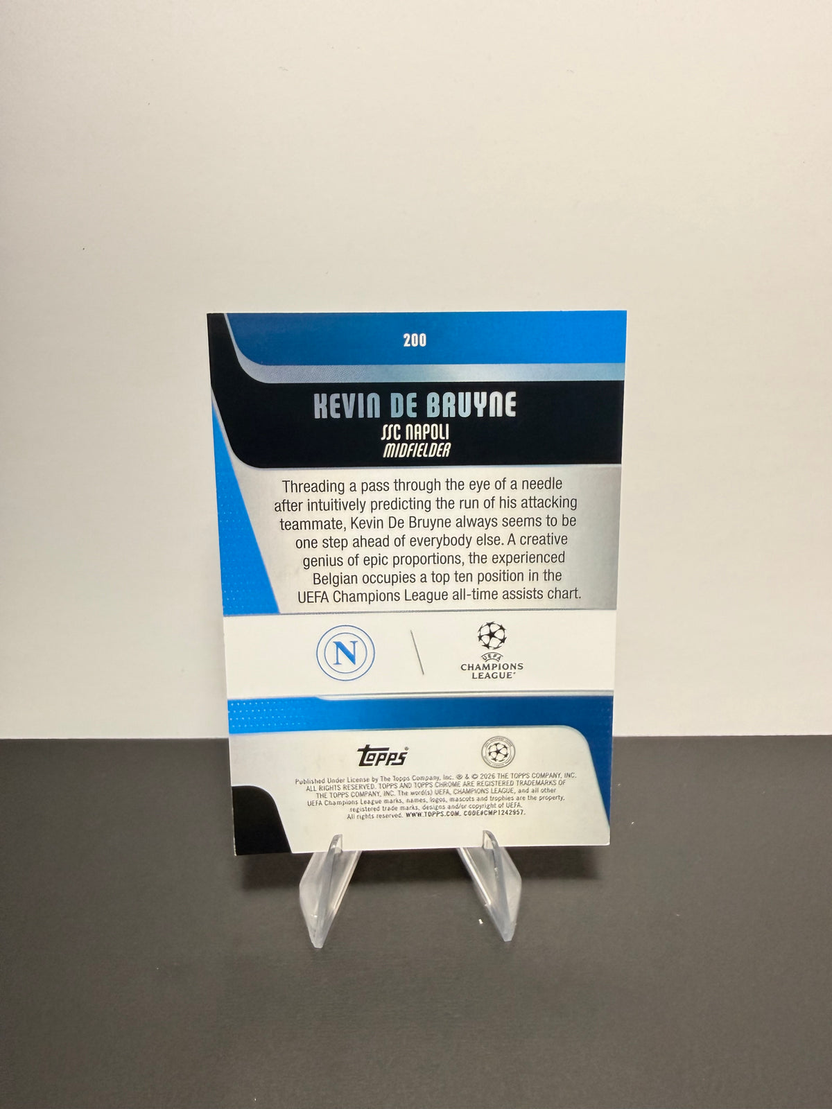 Topps Chrome Kevin De Bruyne — SSC Napoli — back
