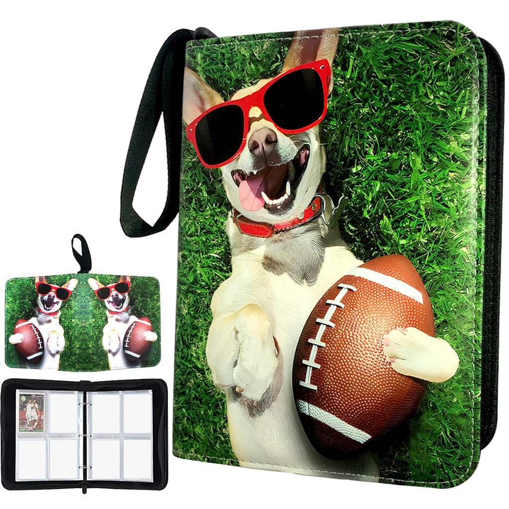 Football Card Binder 400 Pockets Trading Card Binder 4 Pocket with 50 Removable Sleeves Fits 400 Sport Cards 3 Ring Card Holder Binder with Zipper Collector Storage Album